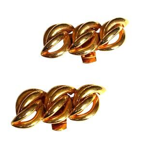 Vintage 1980’s chunky Goldtone shoe clips classic dimensional rope cord look